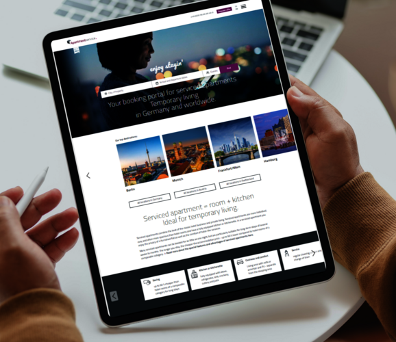 Screenshot of the Apartmentservice Homepage