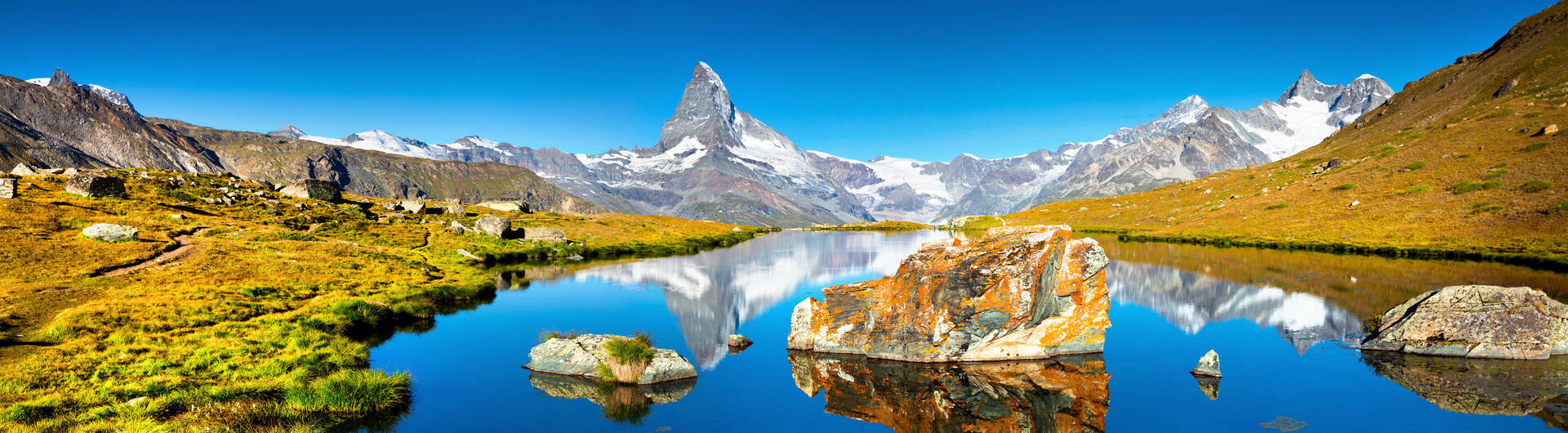 View from lake Stellisee to Matterhorn